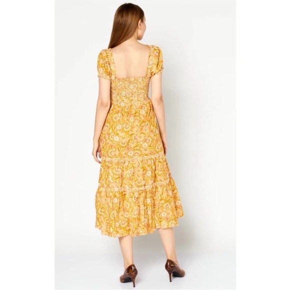 o.p.t. Tuckernuck OPT Daphne Midi Dress Smocked Floral Square Neck Puff Sleeve S - Picture 16 of 16